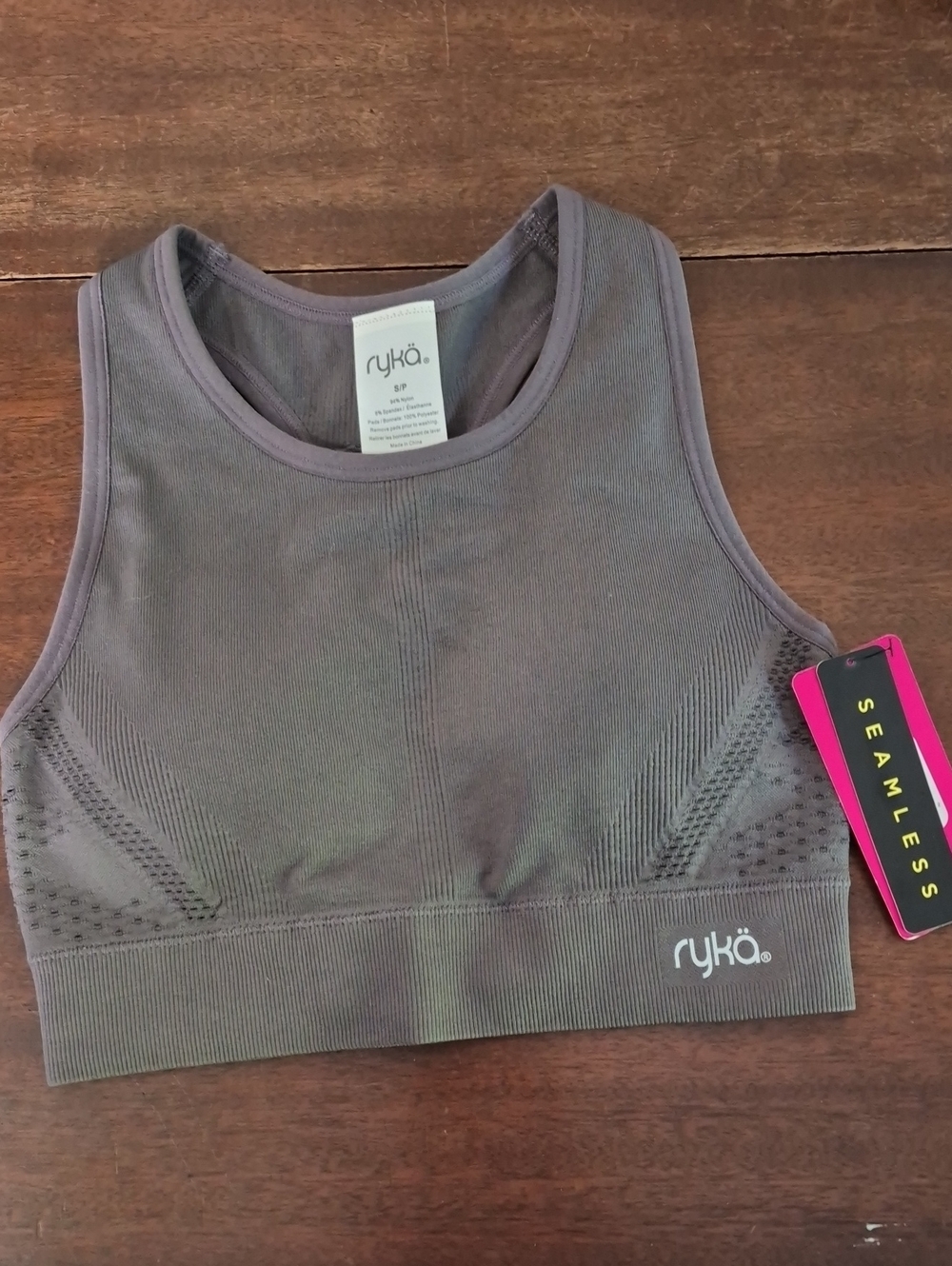 Ryka Gray Seamless High-Neck Sports Bra